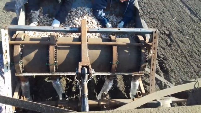 Посадка озимого чеснока трактором МТЗ-80 и самодельной 5(4)рядной сажалкой чеснока. смотреть онлайн