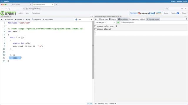 C++ Insights - Episode 32: Captureless lambdas with a static invoker смотреть онлайн