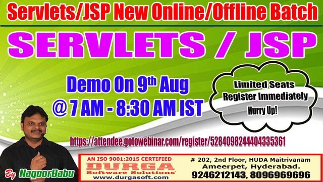 Servlets & JSP Online Training in DURGASOFT смотреть онлайн