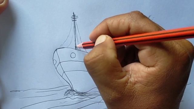 how to draw ship very easy ||pencil sketch ship step by step drawing and painting смотреть онлайн
