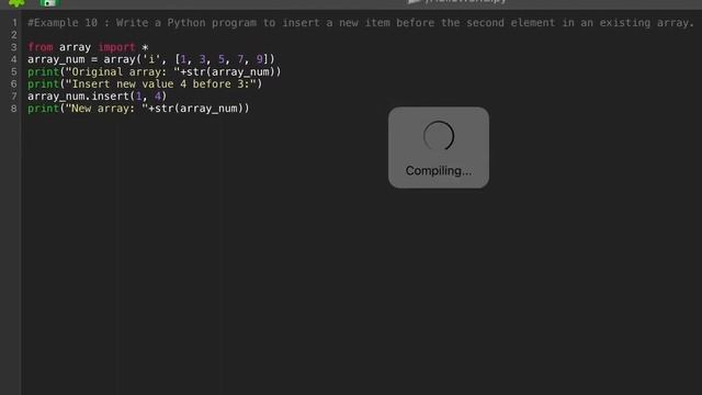Write a Python program to insert a new item before the second element in an existing array. #python смотреть онлайн