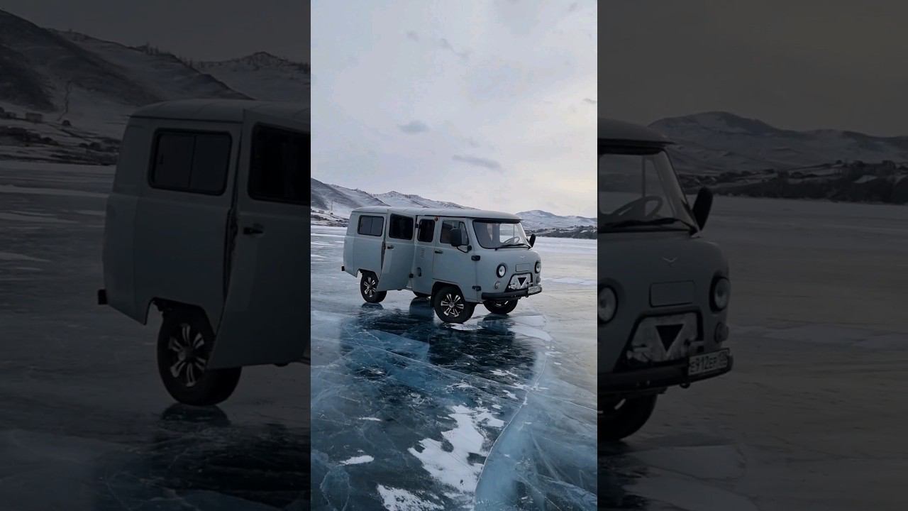 Буханки на льду Байкала! Местные ездят только на них! #байкал #лёд #уаз смотреть онлайн