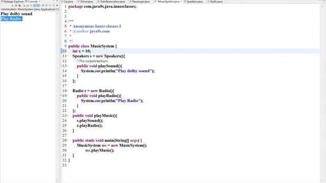 Java Inner classes - 3 - Anonymous Inner classes Tutorial | Java9.com смотреть онлайн