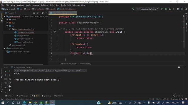 prime number check in java | Java logical questions | java shastra смотреть онлайн