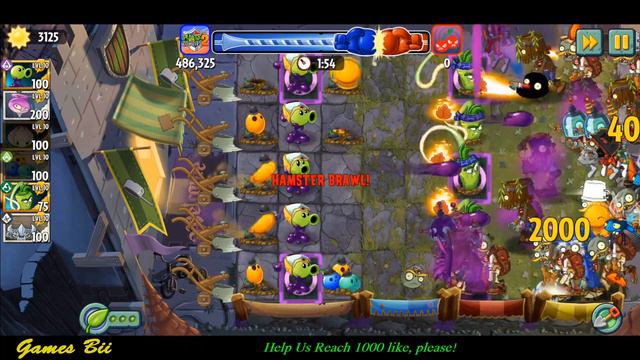 Plants vs Zombies 2 Battlez - Sling Pea, Bowling Bulb vs All Zombies смотреть онлайн