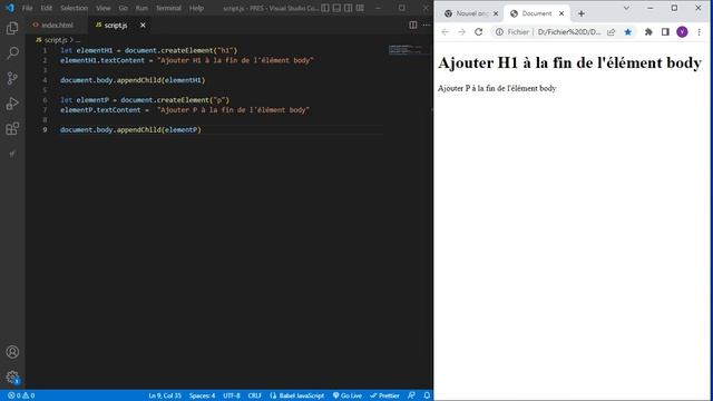 Ajouter une balise HTML h1 ou p avec Javascript смотреть онлайн