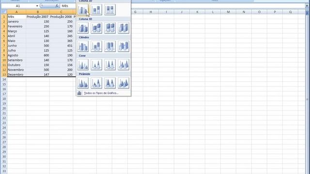 Excel 2007 - Criar Gráficos Comparativos смотреть онлайн