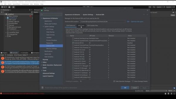 how to install android sdk manually for unity