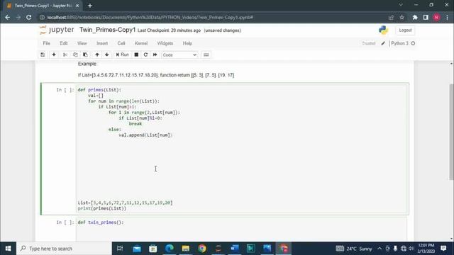Twin primes in Python| Generate prime numbers from list. смотреть онлайн