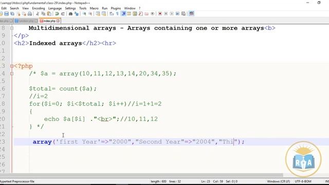 PHP Fundamental Bangla Tutorial Class-29: How to use arrays in php смотреть онлайн