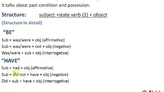 English Grammar-How State Verbs (was,were/had) can be used in Past Tense part 1 смотреть онлайн