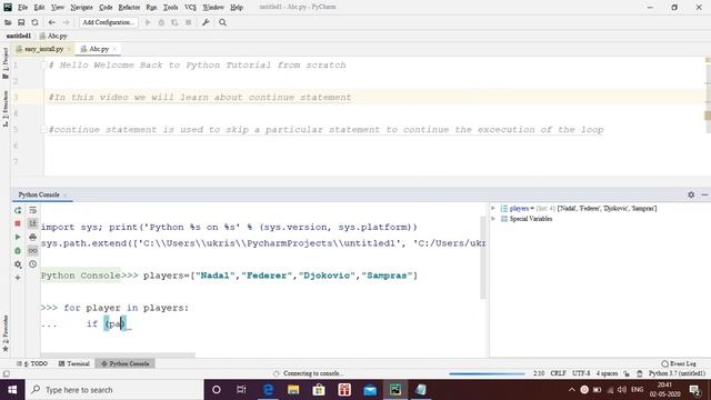 #25 Python Tutorials From Scratch | Continue statement смотреть онлайн
