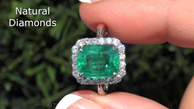 GIA Certified Green Emerald & Diamond Cocktail Engagement Ring 18k White Gold 4.59 TCW - C1061 смотреть онлайн