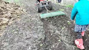 ✅Боронования мотоблоком МТЗ-09  и самодельным адаптером