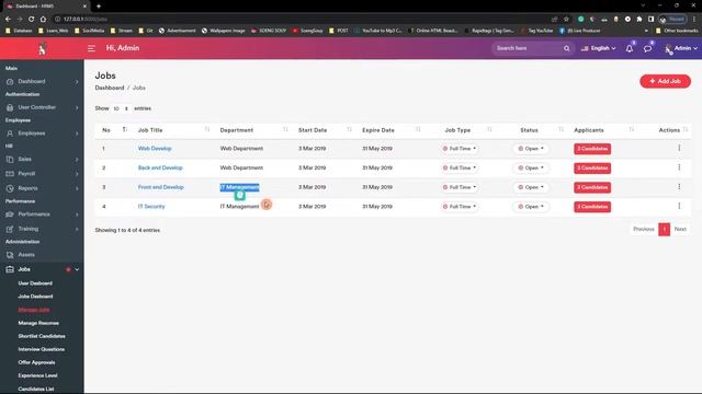 Show add job on table Laravel 9 HR Manage job | System смотреть онлайн