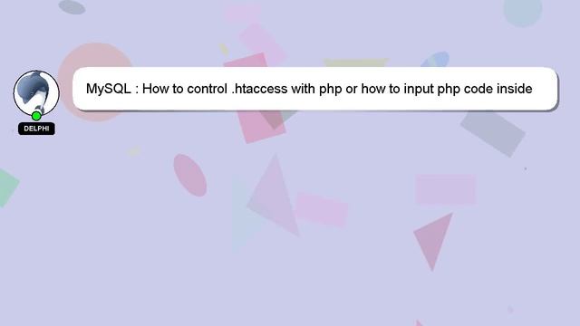 MySQL : How to control .htaccess with php or how to input php code inside .htaccess file смотреть онлайн