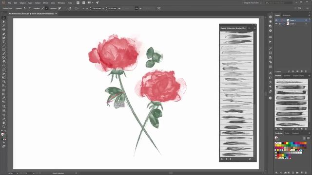 How to draw roses with Watercolor Brushes in Adobe Illustrator смотреть онлайн