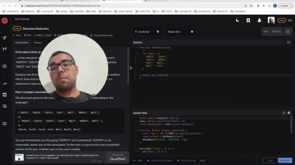 Codewars JavaScript, решение задачи Directions Reduction