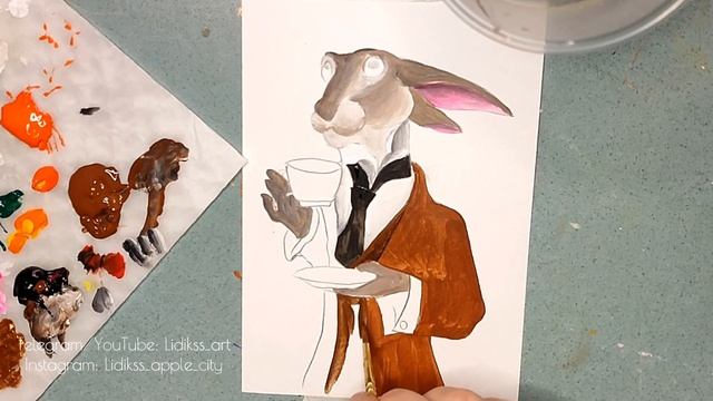 Рисуем необычного кролика акриловыми красками. Открытка с поталью.Unusual rabbit with acrylic paint смотреть онлайн