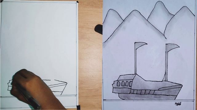 HOW TO DRAW SHIP SKETCH simple sketch art drawing easy long video?? смотреть онлайн
