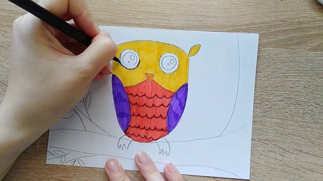 Рисуем сову фломастерами.Урок рисования для детей смотреть онлайн