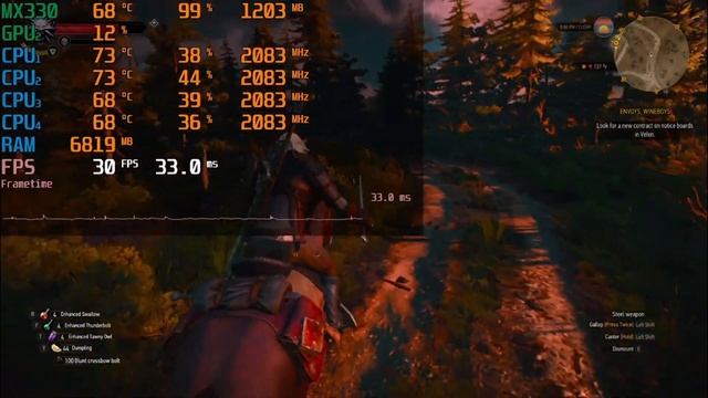 The Witcher 3: Intel i5-1035G1 + MX330 смотреть онлайн