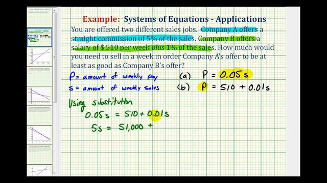Ex: System of Equations Application - Commission and Salary смотреть онлайн