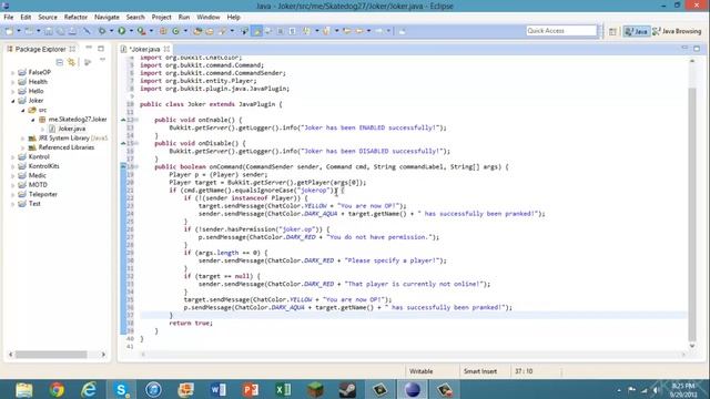 Minecraft Bukkit Coding - Prank Plugin - Tutorial 4 смотреть онлайн