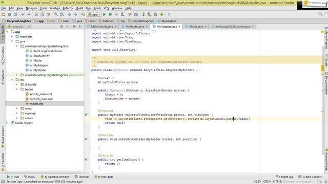 Android OnLongClickListener 02 - Custom RecyclerView CardViews - смотреть онлайн