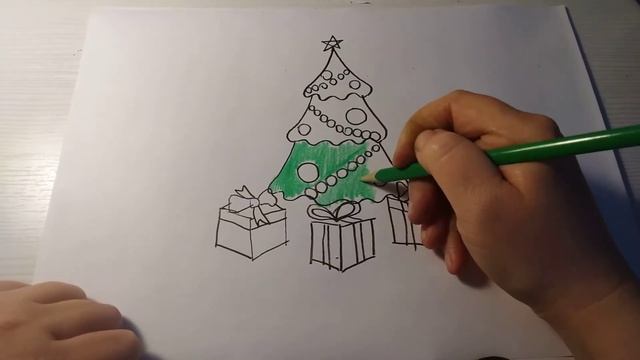 Как нарисовать новогоднюю ёлку с подарками смотреть онлайн
