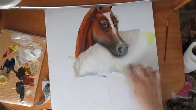 Лошади нарисовать масляными красками. смотреть онлайн