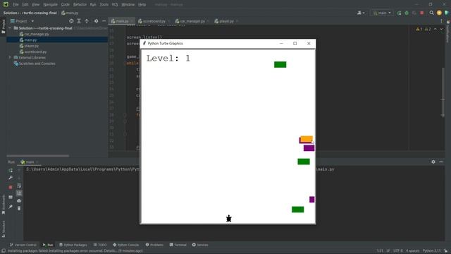 Road Crossing Game in python Turtle смотреть онлайн
