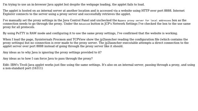 Java Applet not using Proxy Settings смотреть онлайн