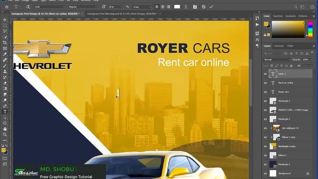 Rent Car For Social Media Instagram Post Banner Design || Photoshop Tutorial смотреть онлайн