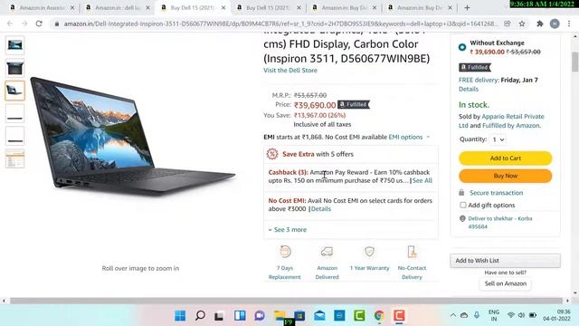 Dell Inspiron 3511 15 laptop 2021 new model 8 Ram 1TB HDD Windows 10 15.6 inches FHD Dispay смотреть онлайн