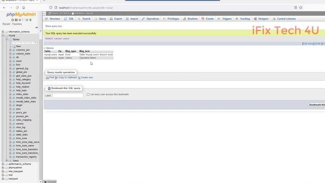 #1034 Index for table 'db' is corrupt; try to repair it смотреть онлайн