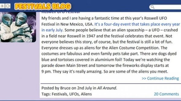 Festivals Blog (Text) Excel 9 Module 6a