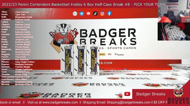 2022/23 Panini Contenders Basketball Hobby 6 Box Half Case Break #8 - PICK YOUR TEAM смотреть онлайн