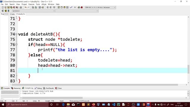 How to delete an first node in double linked list useing C program in tamil | Quick Through смотреть онлайн
