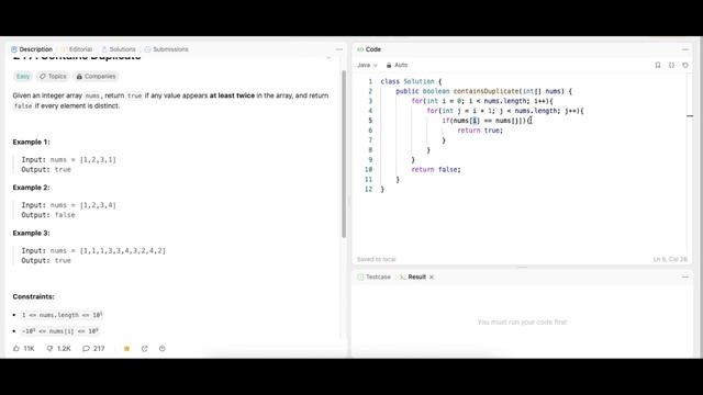 Leetcode Problem 217 - Contains Duplicate (Java Solution) Hindi смотреть онлайн