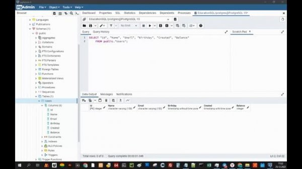 Первичное изучение SQL на примере PostgreSql