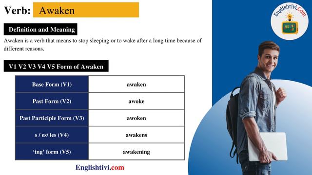 awaken V1 V2 V3 V4 V5 Base Form, Past Simple, Past Participle Form of awaken | Englishtivi.com смотреть онлайн
