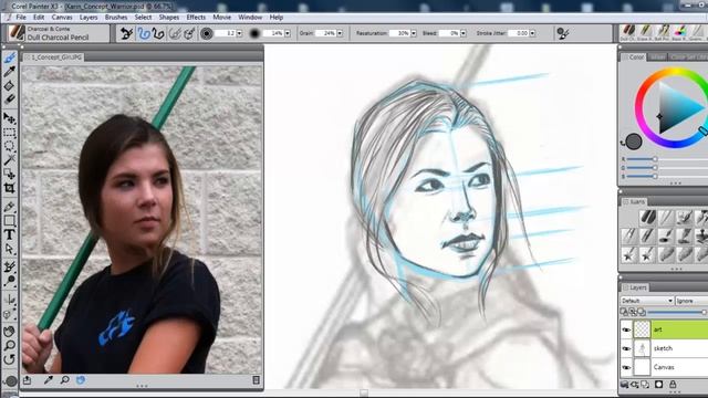 How to Draw the Female Face with Corel Painter (Concept Character) смотреть онлайн