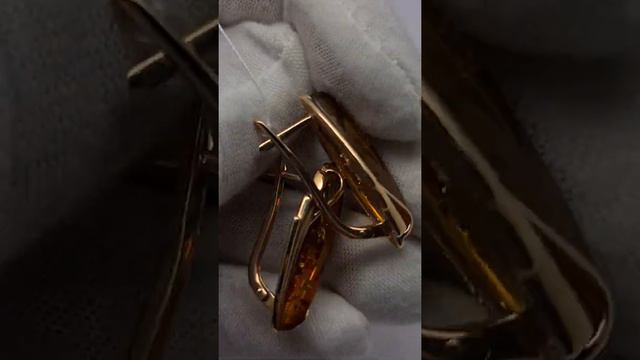 Cерьги с янтарем, золото 585 проба #топазсамара #янтарь #золото смотреть онлайн