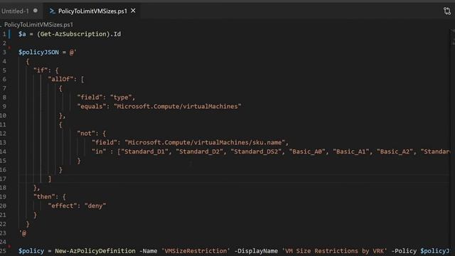 Create Custom policy to limit vm sku creation | Azure PowerShell смотреть онлайн