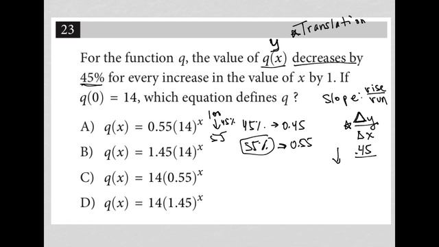 For the function q, the value of q(x) decreases by 45% for every increase in the value of x by 1... смотреть онлайн