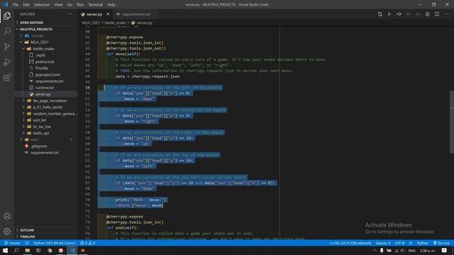 BATTLESNAKE challenge in Python for the MLH: Local Hack Day 2021 смотреть онлайн