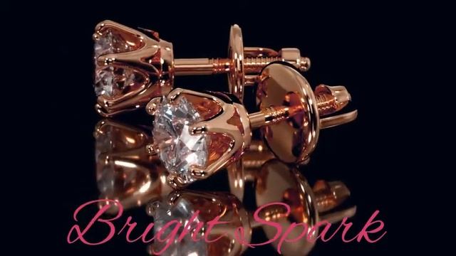 Гвоздики из розового золота с бриллиантами в 6 лапках Тиффани от Bright Spark смотреть онлайн