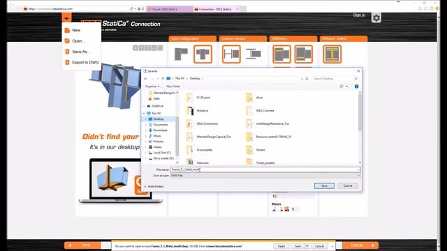 IDEA StatiCa Cloud model export to 3D dwg смотреть онлайн
