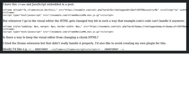 Wordpress: How to ensure the visual editor doesn't ruin my iframe? смотреть онлайн
